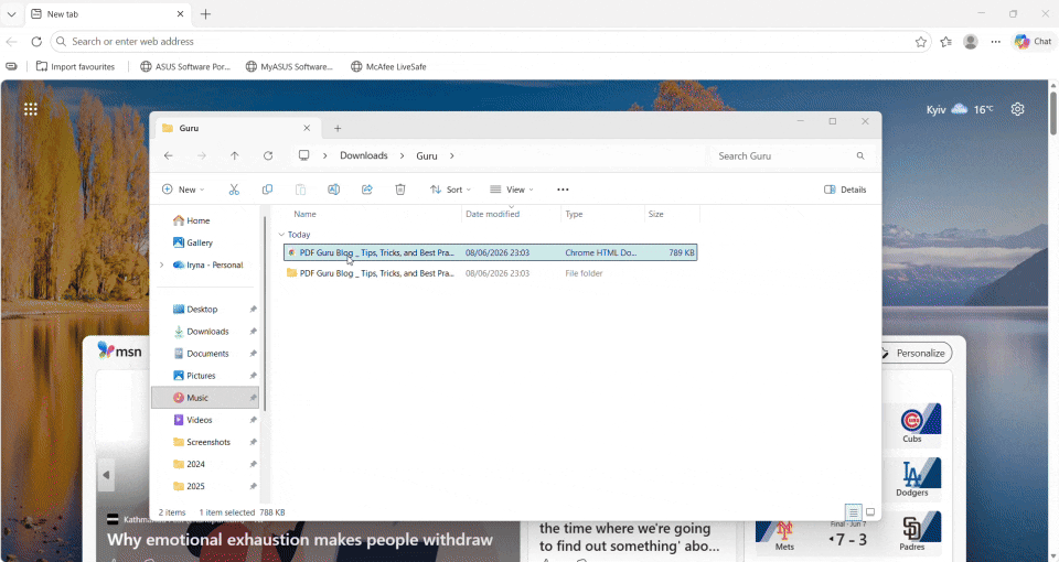 How to convert HTML to PDF on Windows EDGE